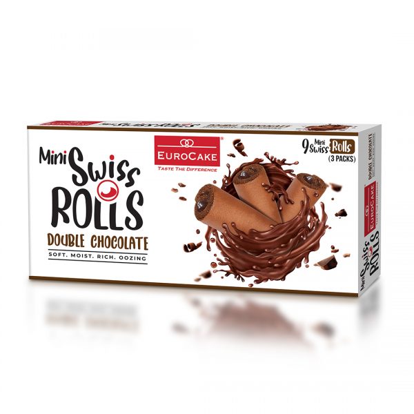 EUROCAKE MINI SWISS ROLLS 3PC BOX - DOUBLE CHOCOLATE